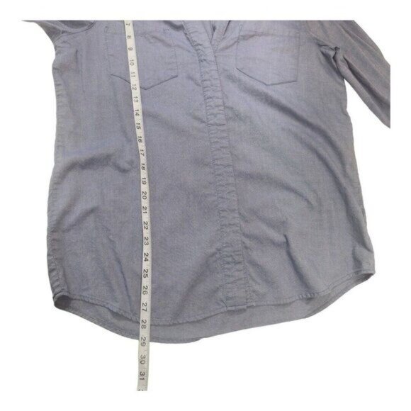 Westbound Women SZ Large 100% Cotton Blue Chambray Knit Button Up Shirt Top - Picture 6 of 12